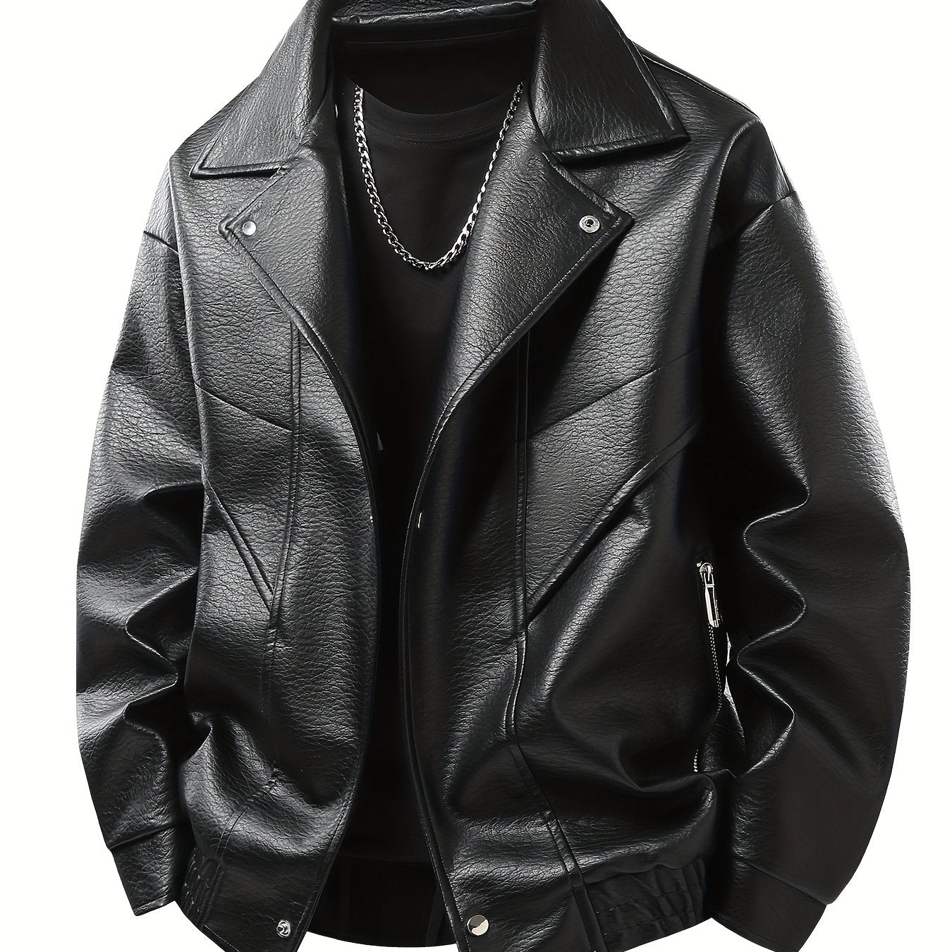Lencensa - Veste Cuir PU Homme Marron Style urbain