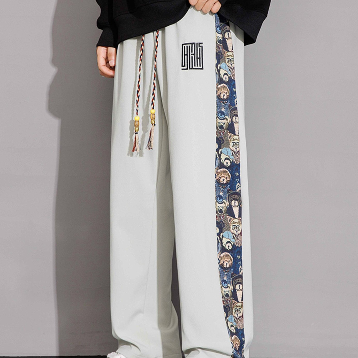 Pantalon Broderie Ours Lencensa - Coupe Large Casual Homme