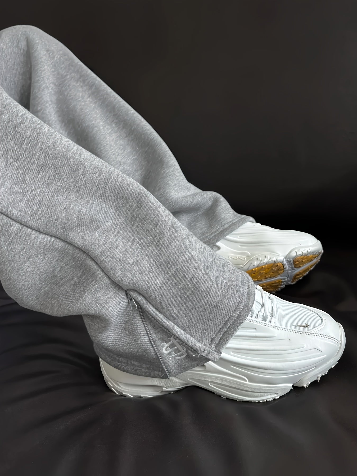 Lencensa - Jogging Homme Streetwear Broderie Dollar Gris