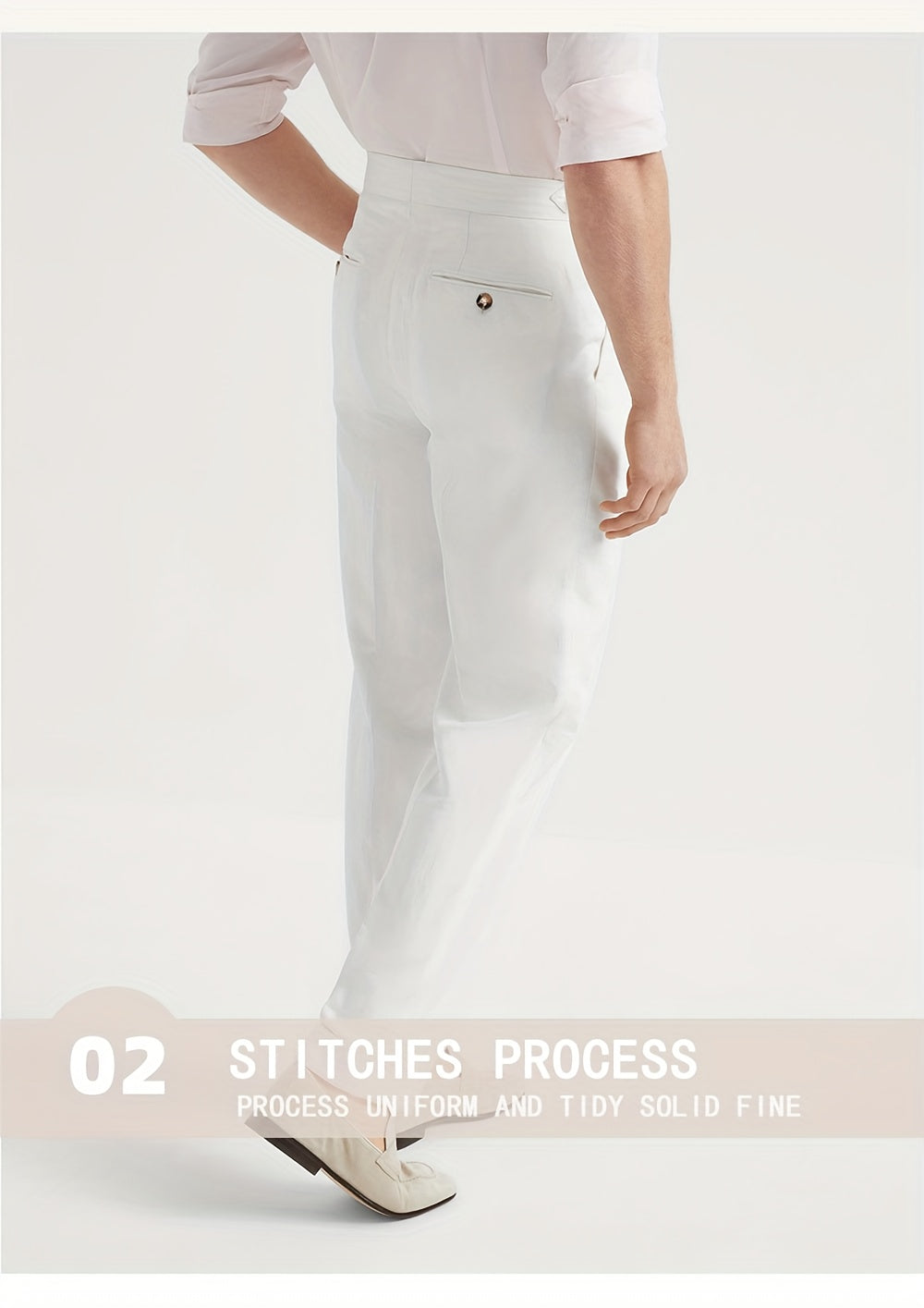 Lencensa - Pantalon Homme Taille Haute Beige Formel
