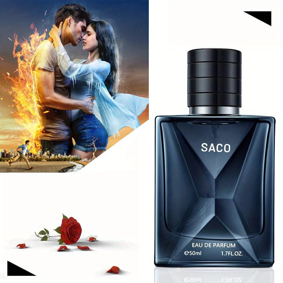 Parfum d'Homme De Luxe Romantique 1.7 Fl.oz - Parfum d'Eau Longue Durée Aromathérapie Masculine Fraîche Et Florale sans Alcool Et Phthalates Idéal Pour Les Sorties Et l'Usage Daily