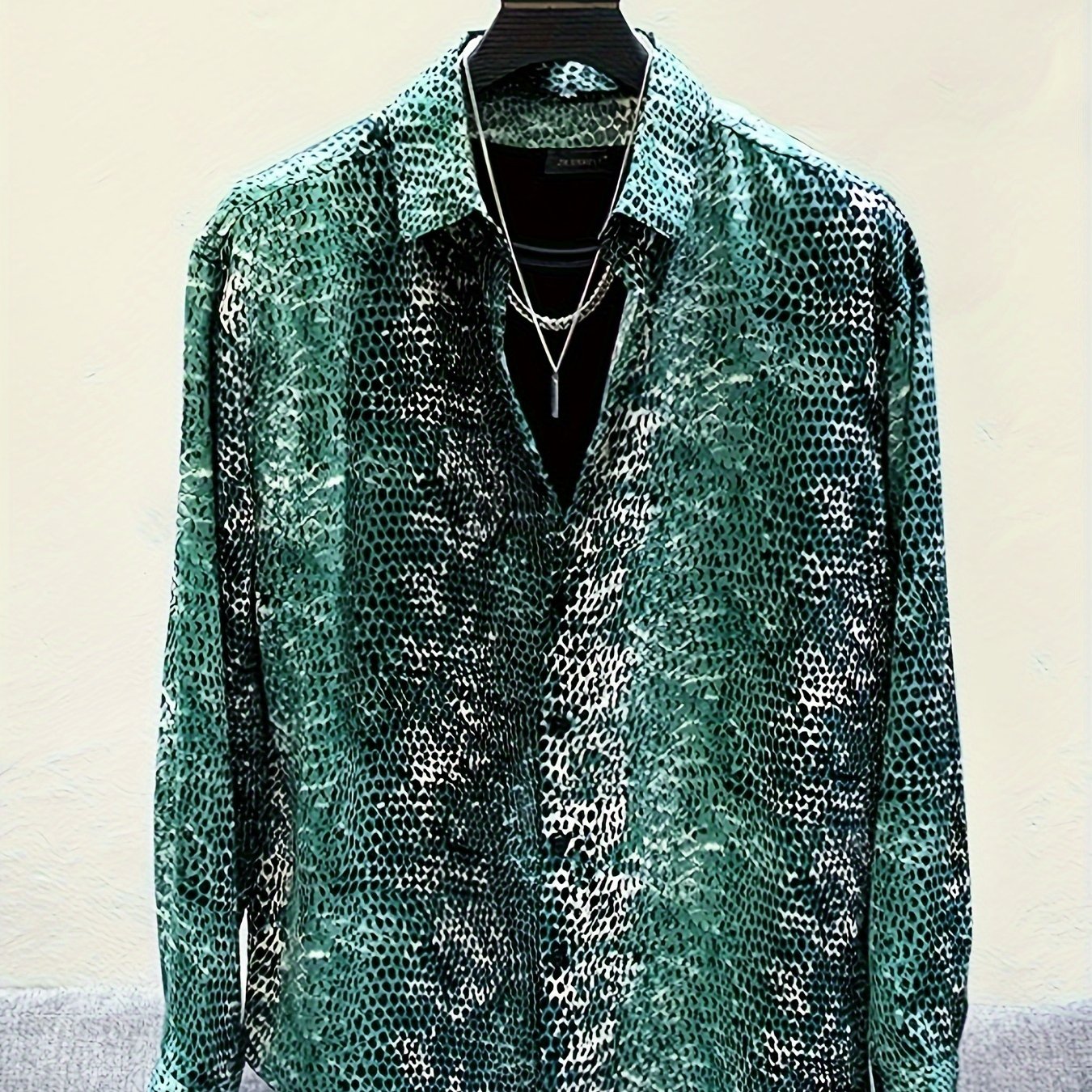 Chemise Motif Serpent Lencensa - Manches Longues Casual Urbain Homme