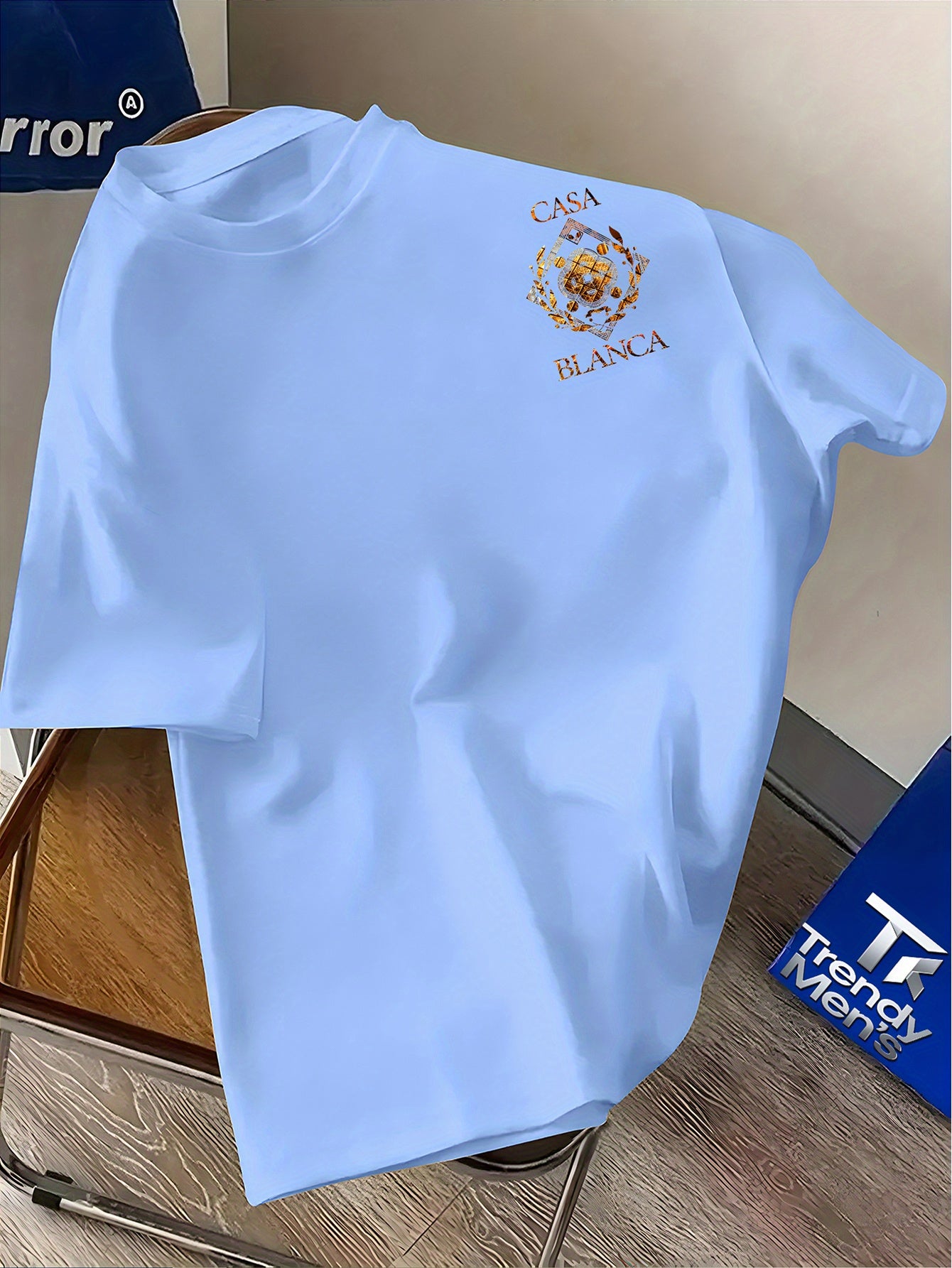 Lencensa - T-Shirt Homme Casa Blanca Graphique Bleu