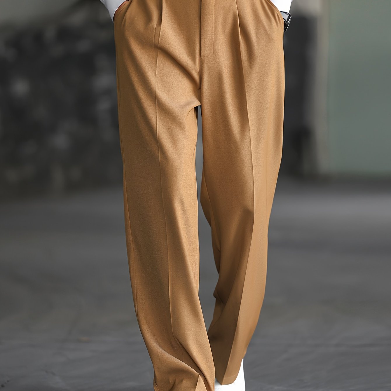 Lencensa - Pantalon Homme Large Beige Coupe Décontractée