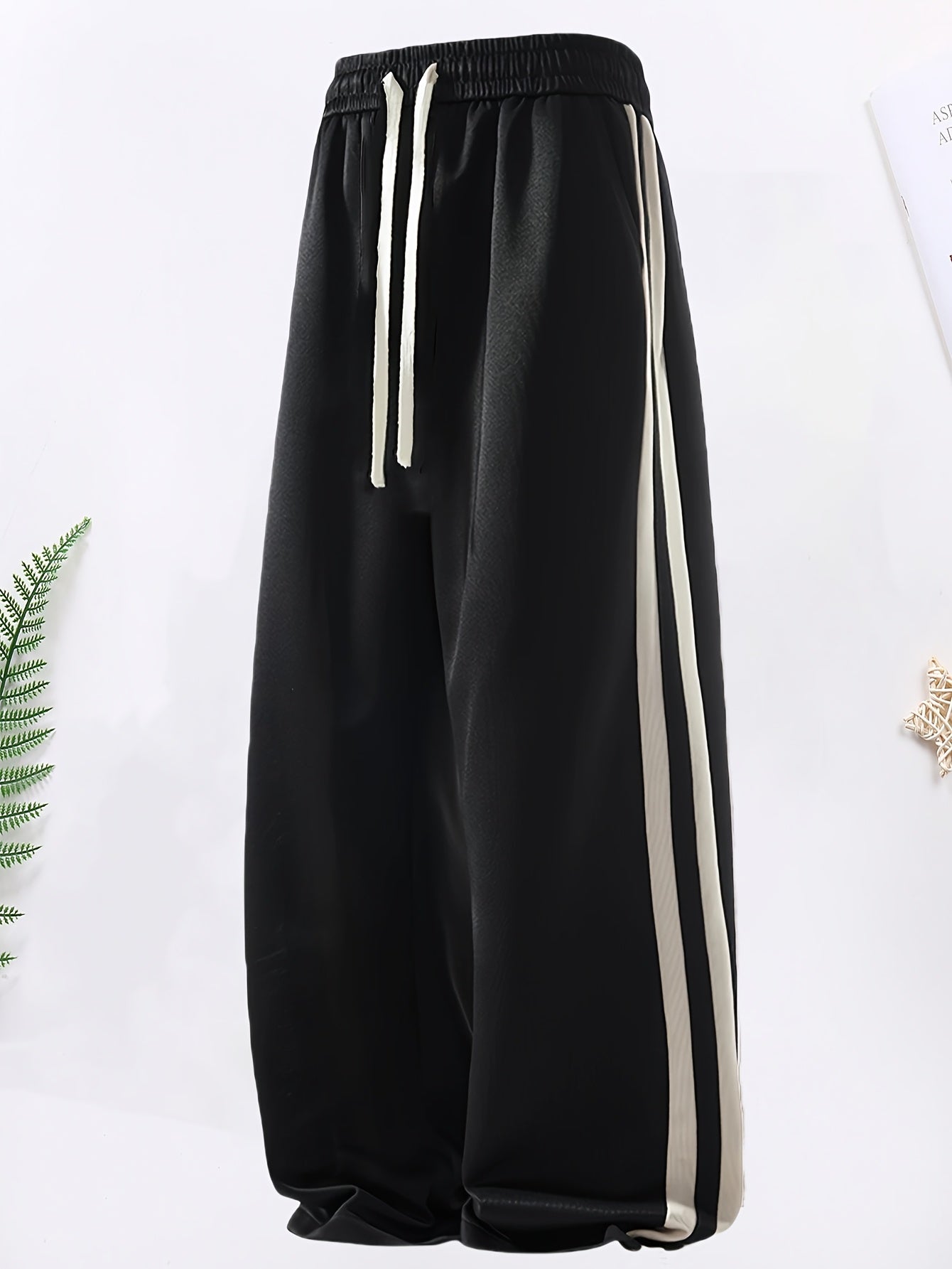 Pantalon Large Rayé Lencensa - Unisexe Sport Casual Toutes Saisons