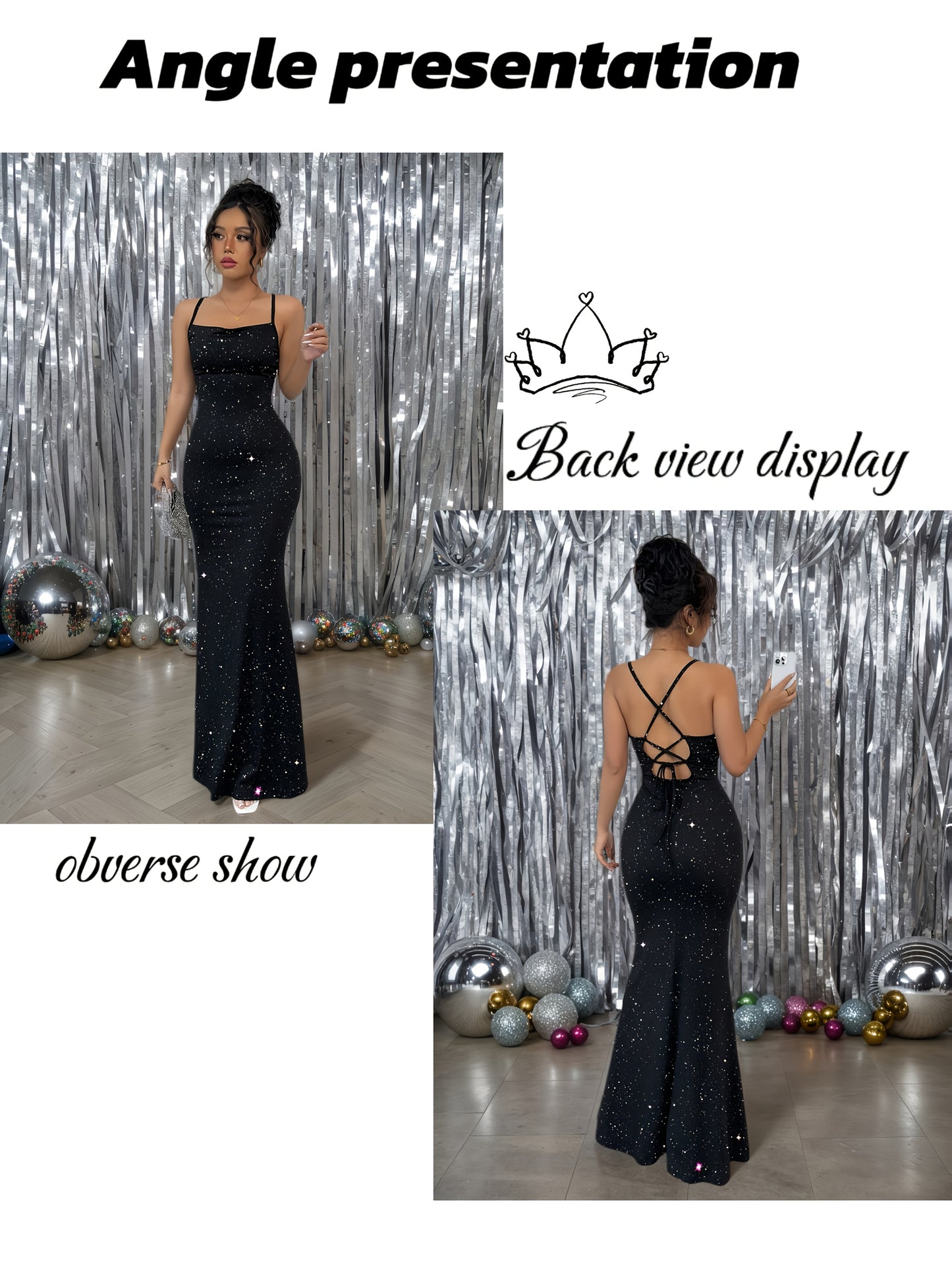 Lencensa - Robe de Soirée Sequins Dos Nu Femme