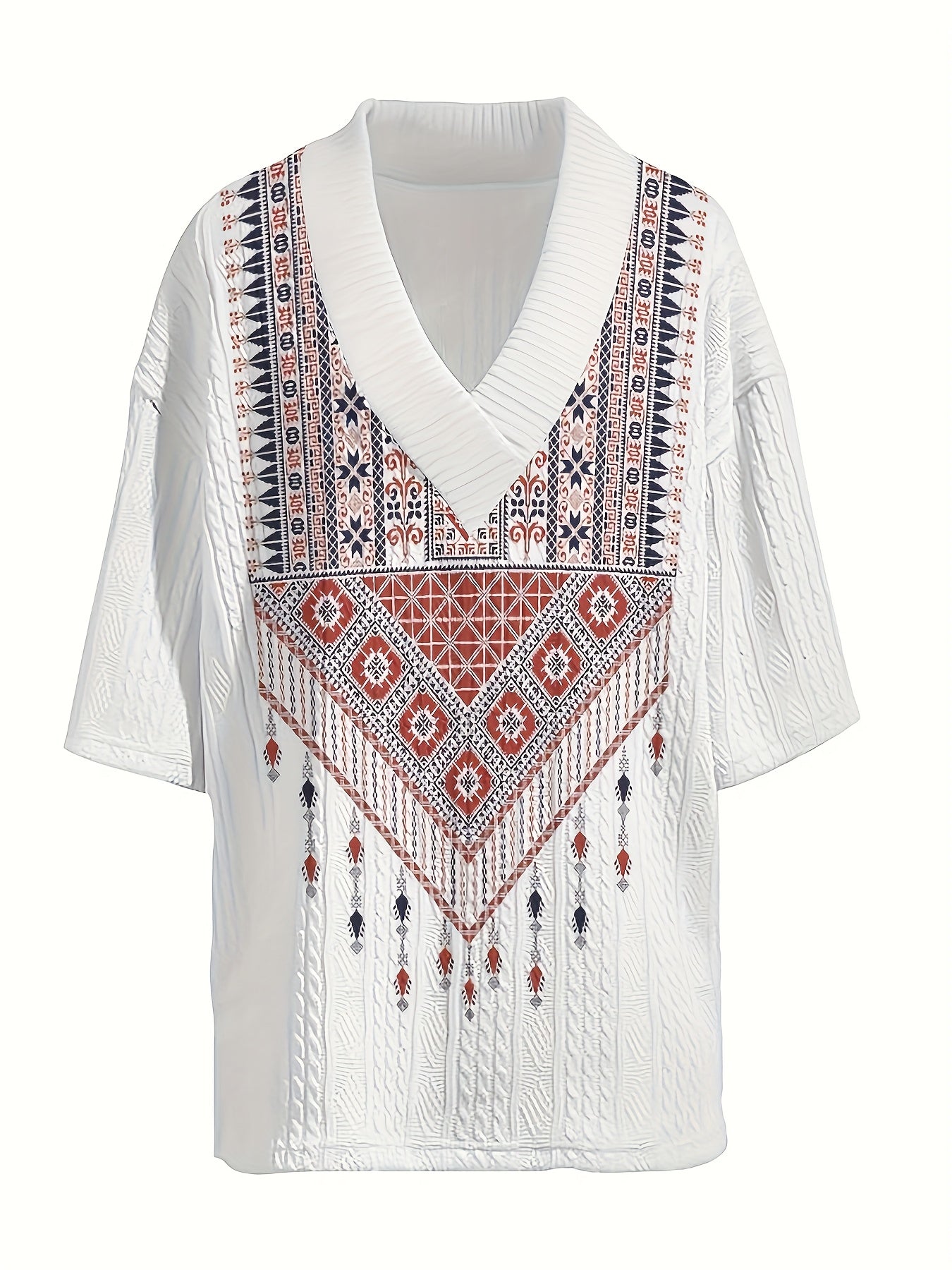 Ensemble Jacquard Lencensa - Col V Motifs Ethniques Casual Homme