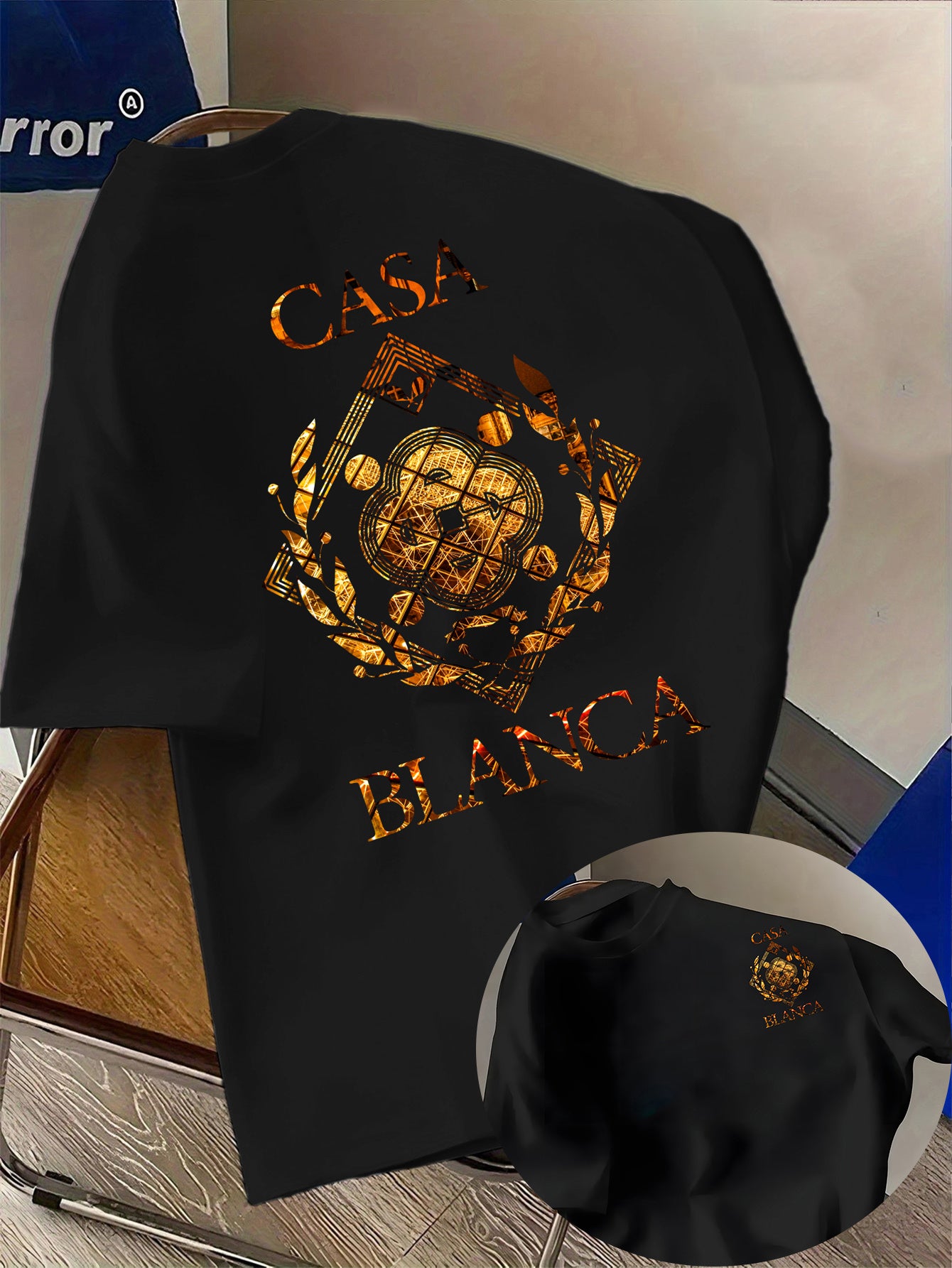 Lencensa - T-Shirt Homme Casa Blanca Graphique Bleu
