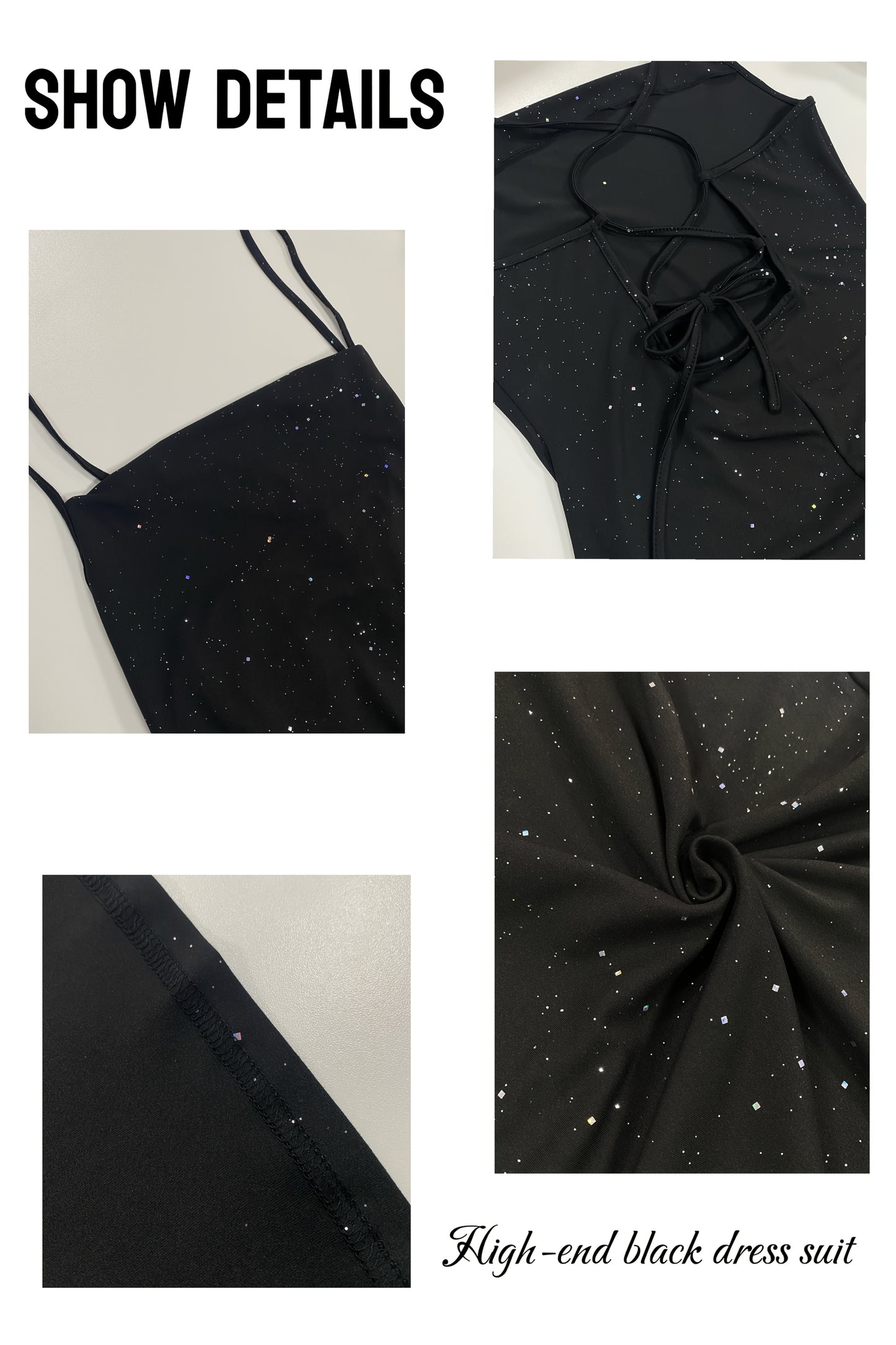 Lencensa - Robe de Soirée Sequins Dos Nu Femme