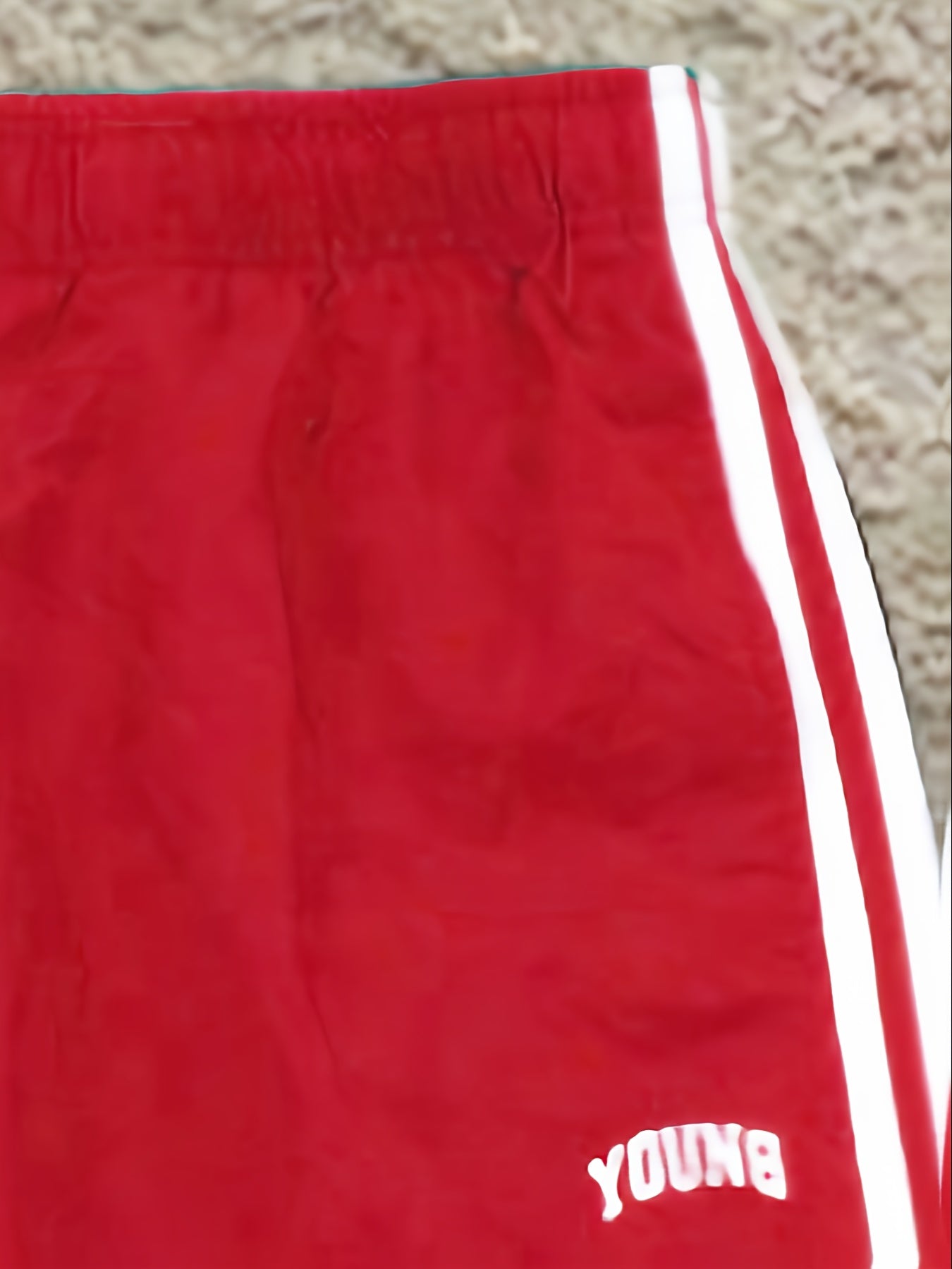 Joggers athlétiques légers pour hommes - Vert vibrant à rayures blanches, imprimé "JEUNE", coupe ample, taille à cordon de serrage, parfait pour la salle de sport, les vêtements décontractés ou le cadeau pour la famille et les amis, pantalon