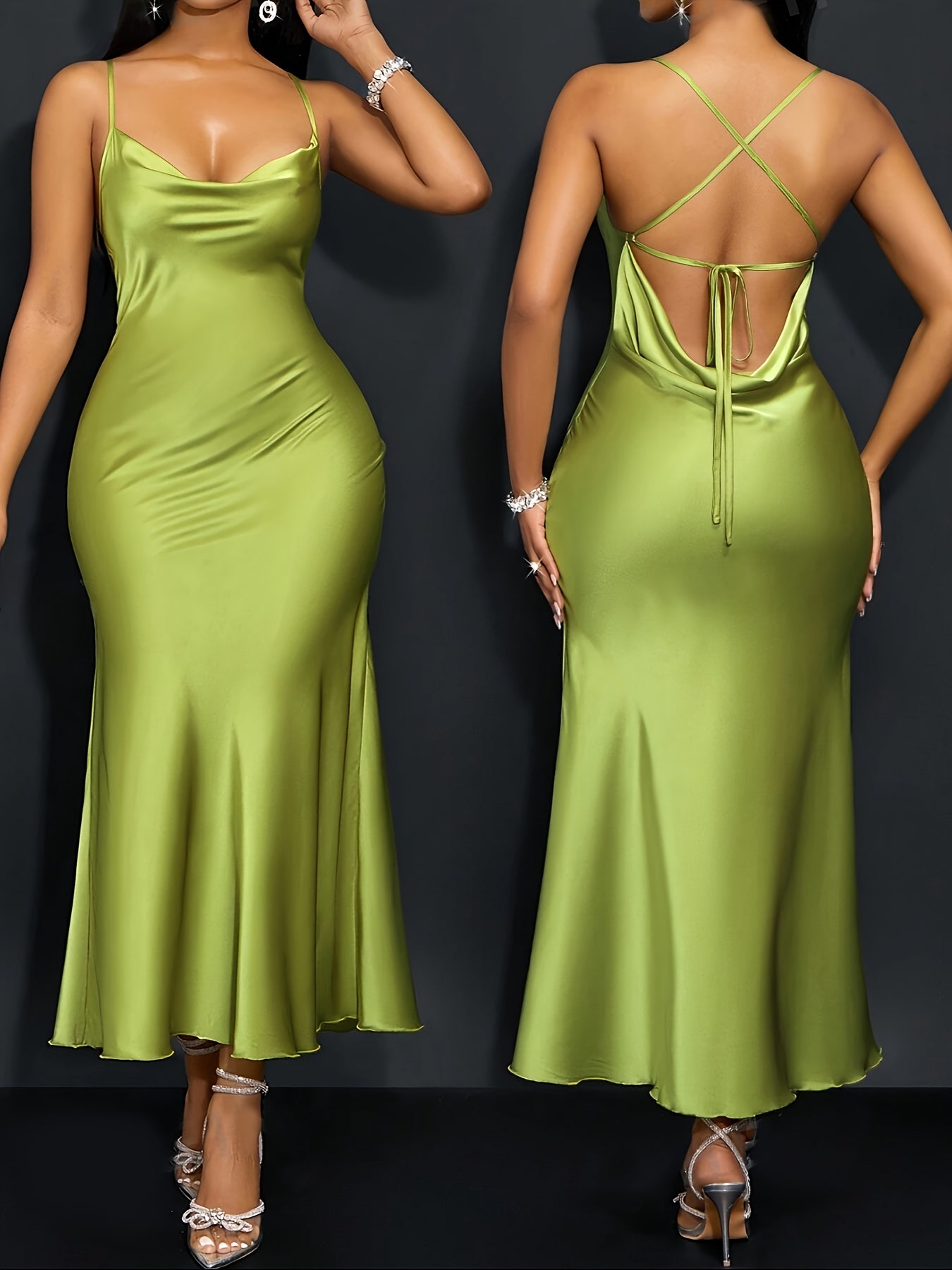 Robe de Soirée Lencensa - Dos Nu Lacé Col Bénitier Femme