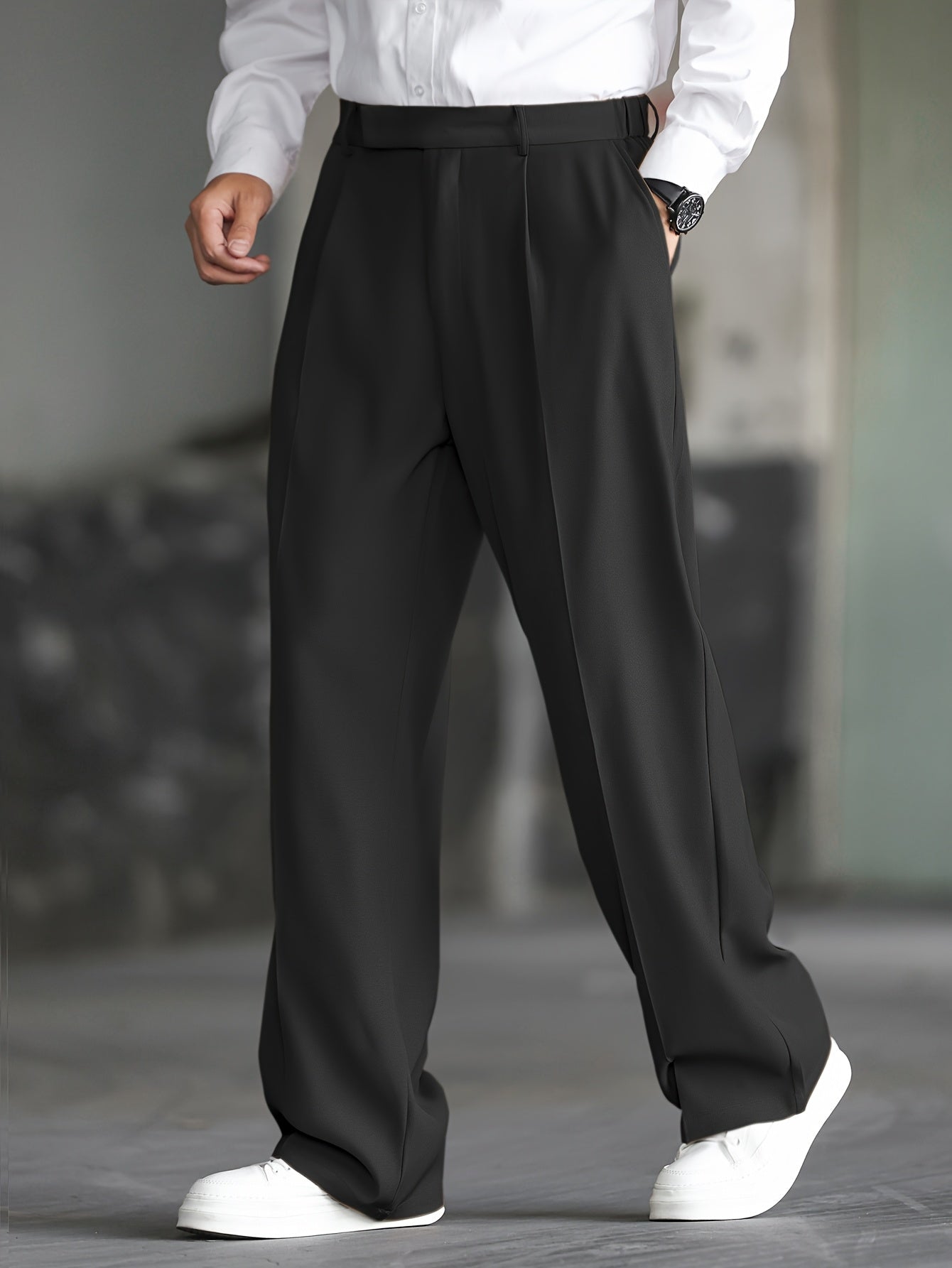 Lencensa - Pantalon Homme Large Beige Coupe Décontractée