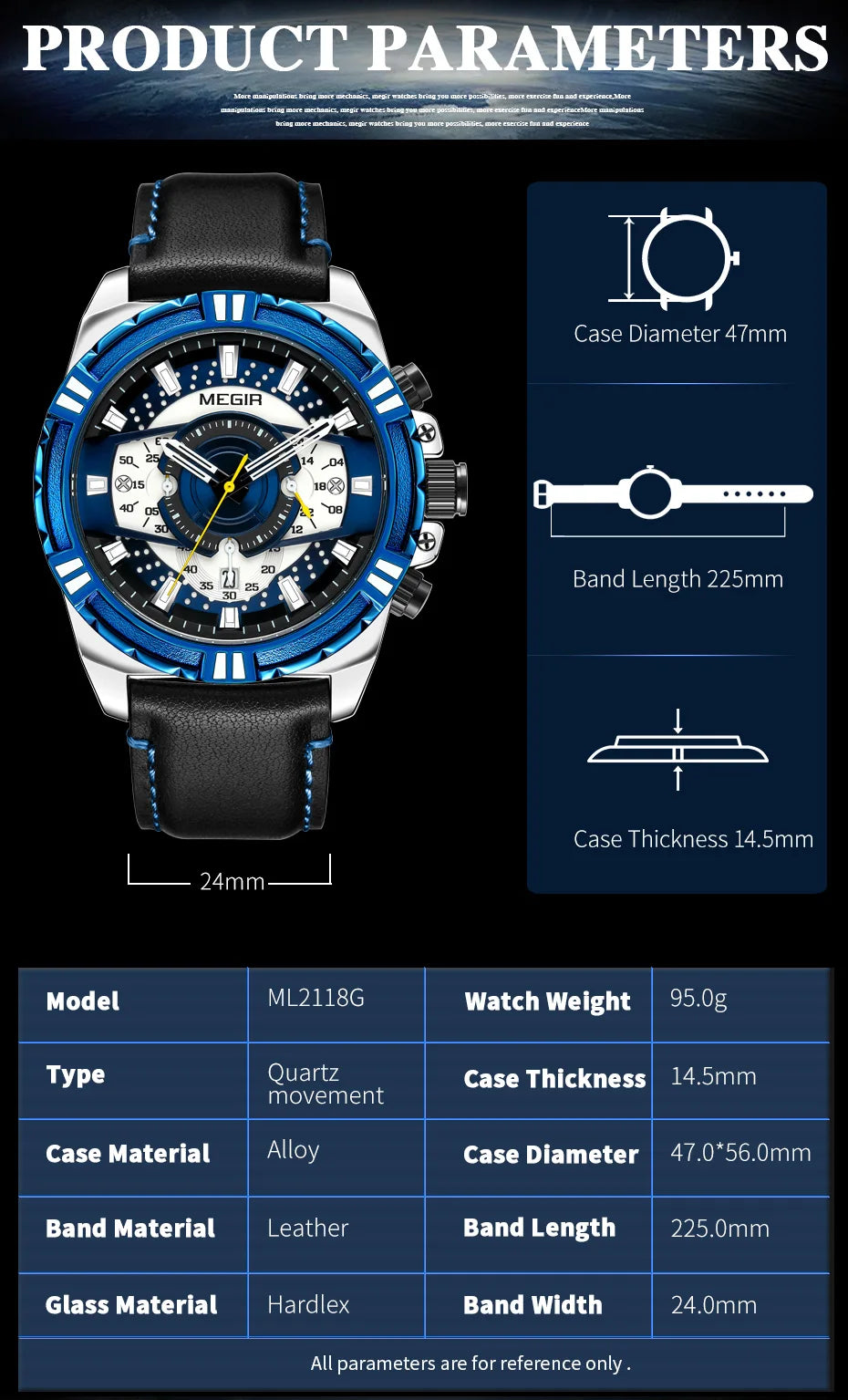 MEGIR 2118 Luxury Watches for Men Fashion Leather Sports Wristwatch Calendar Luminous Quartz Watch Man Casual Clock Montre Homme