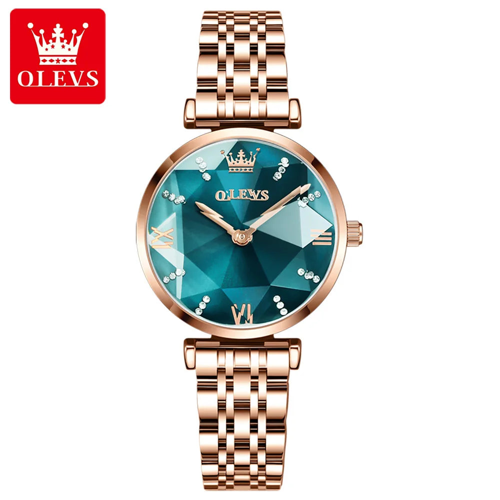 OLEVS 6642 Women Watches Luxury Rose Gold Stainless Steel Waterproof Watch Elegant Ladies Dress Watch Gift for Wife Montre Femme