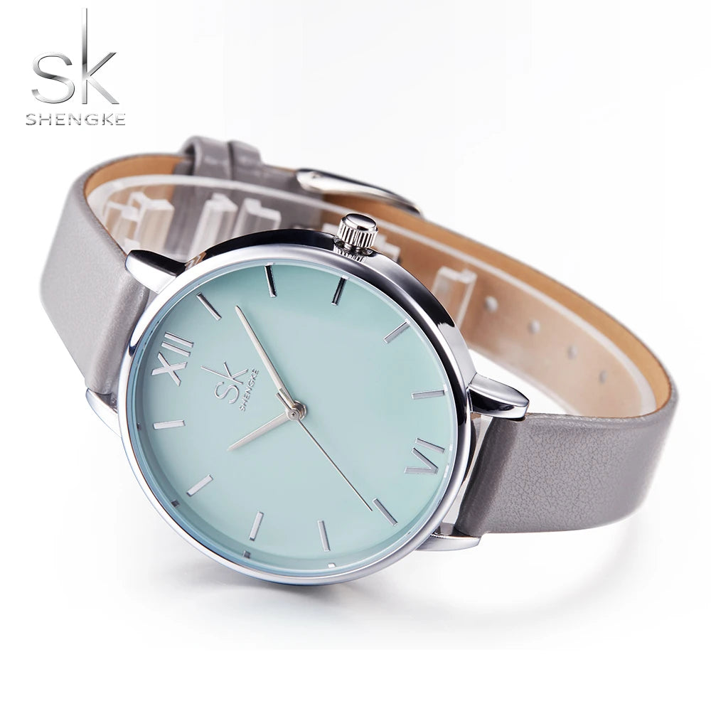 Shengke Watches Women Fashion Style Female Watch Elegant Ladies Leather Casual Quartz Wristwatches Montre Femme Reloj Mujer 0056