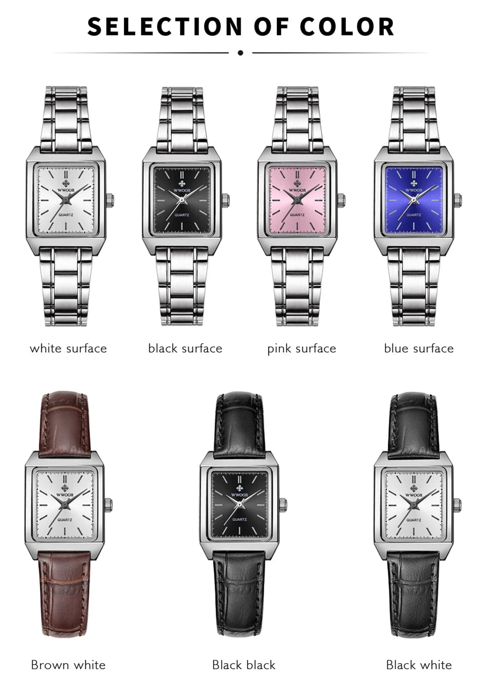 Montre Femme 2024 WWOOR marque de luxe femmes montres mode Rectangle petite Montre Femme Quartz robe dames Bracelet Montre-Bracelet