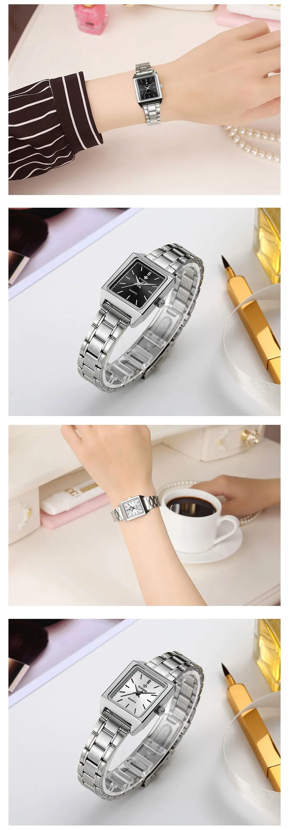 Montre Femme 2024 WWOOR marque de luxe femmes montres mode Rectangle petite Montre Femme Quartz robe dames Bracelet Montre-Bracelet