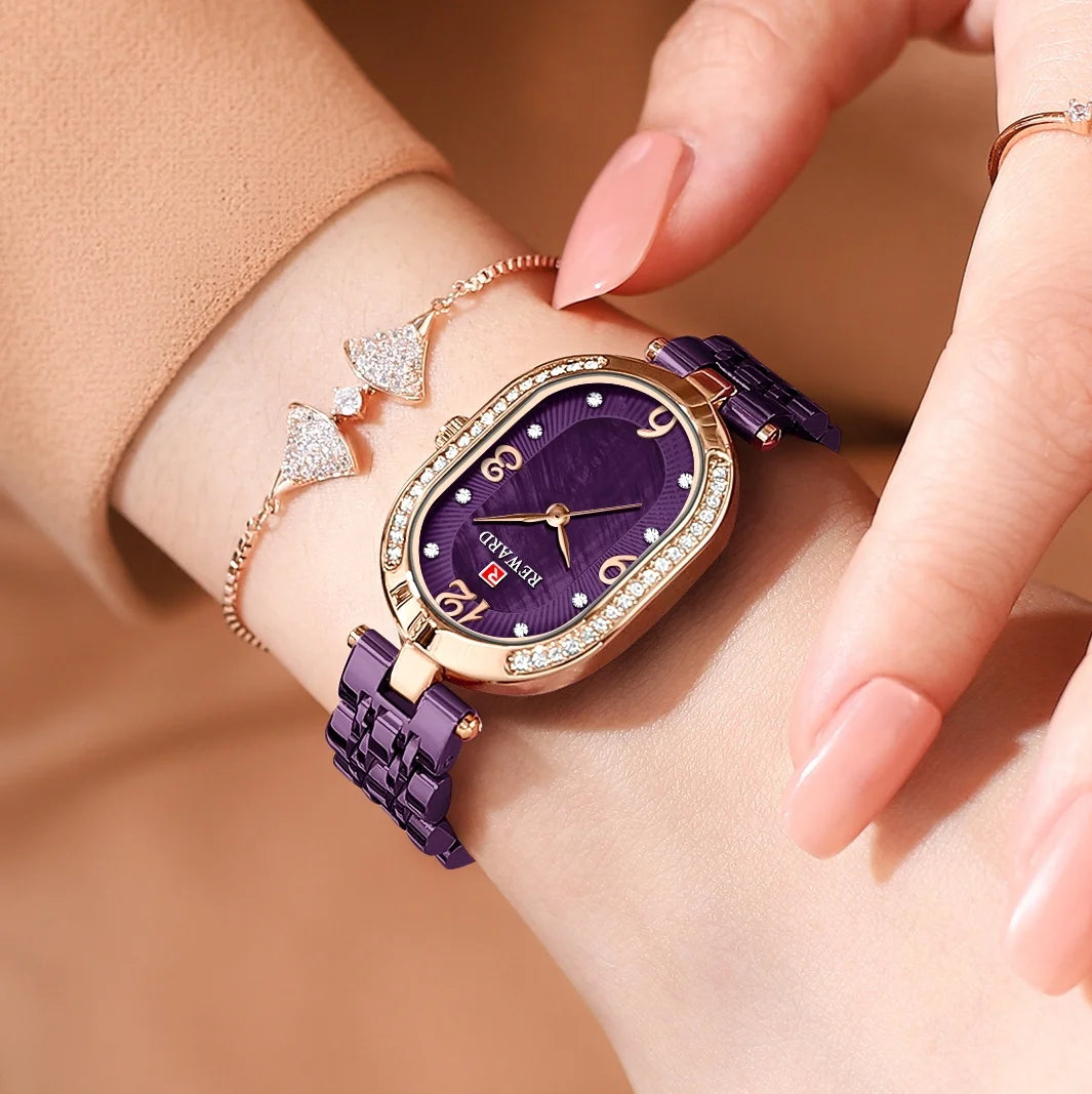 Best Seller Wrist Watch for Women Manufacturer Rose Gold Oval Fashion Diamond Luxury Women Watch Montre Femme