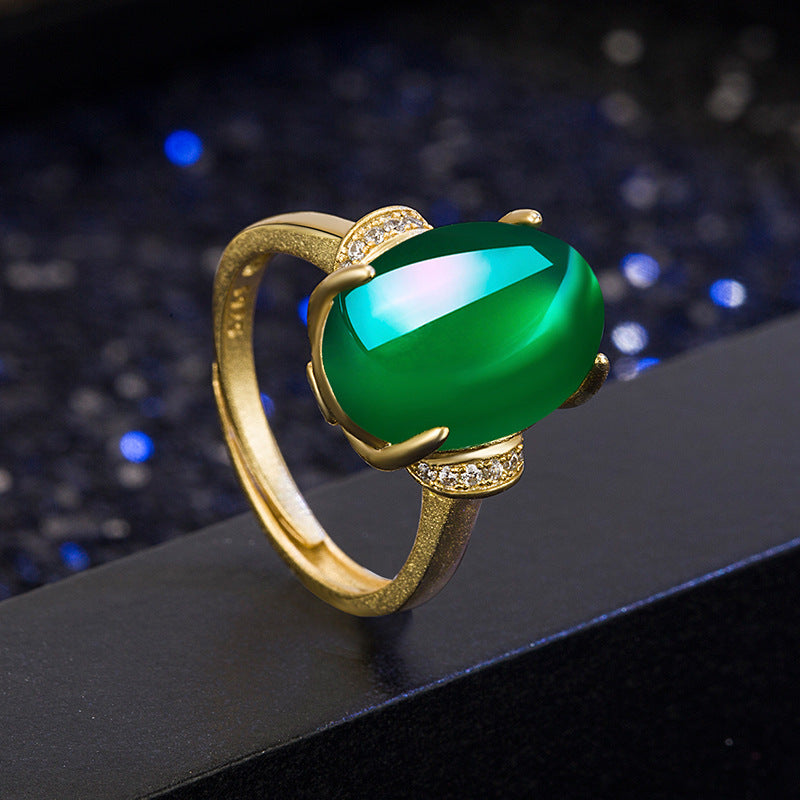 Bagues ouvertes rebrodées en or véritable 18 carats, pierre d'émeraude naturelle fine pour mariage, fête de fiançailles, cadeaux pour petite amie et femme