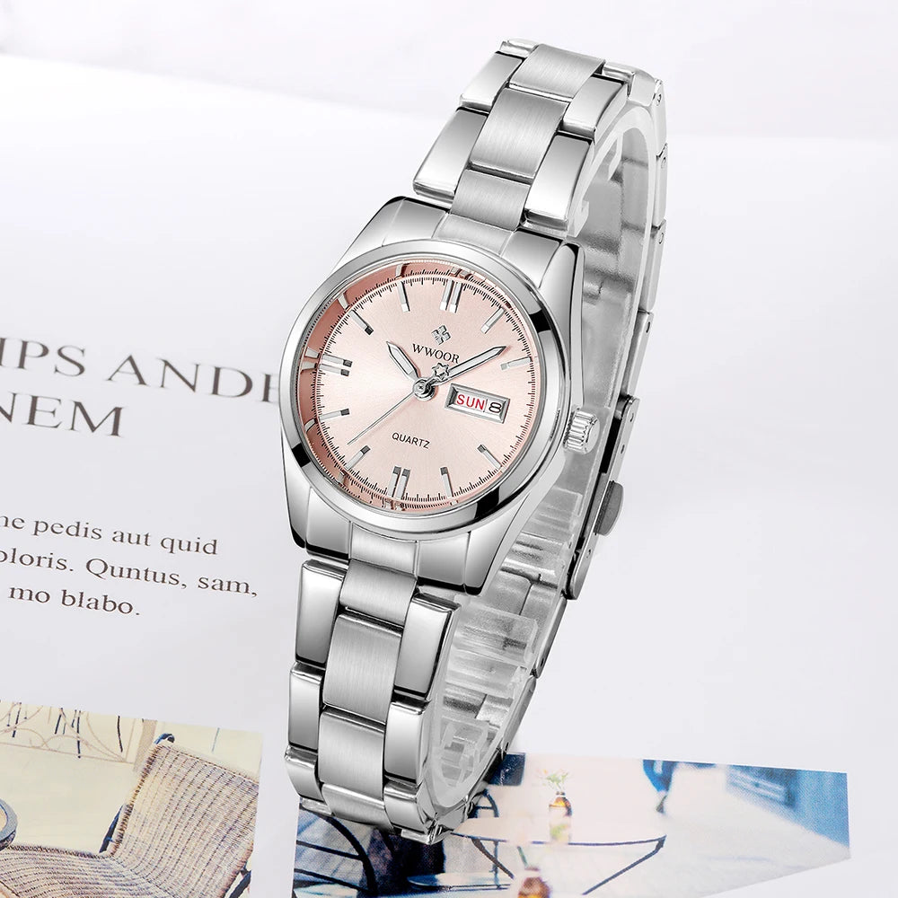 Montre Femme 2024 WWOOR mode dames montres étanche Quartz argent horloge femmes automatique Date robe Montre-bracelet Reloj Mujer