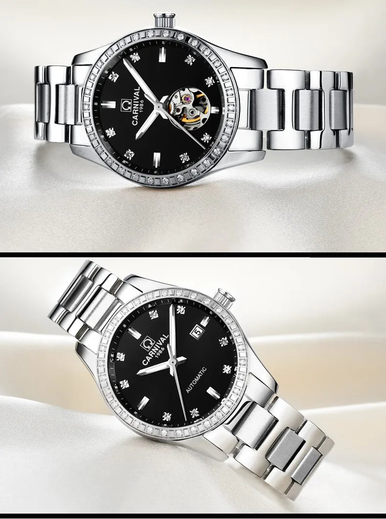 Montre femme 2025 carnaval Montre automatique femmes calendrier mode femmes montres lumineux étanche saphir Relogio feminino
