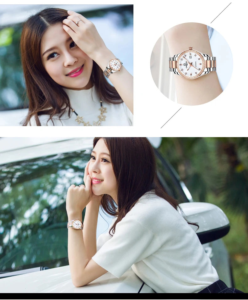 Montre femme 2025 carnaval Montre automatique femmes calendrier mode femmes montres lumineux étanche saphir Relogio feminino