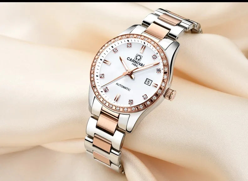 Montre femme 2025 carnaval Montre automatique femmes calendrier mode femmes montres lumineux étanche saphir Relogio feminino