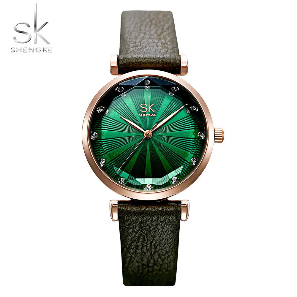 Reloj Mujer bleu confortable bracelet en cuir Montre pour femmes Quartz qualité Montre Femme coupe cadran créatif Relogio Feminino