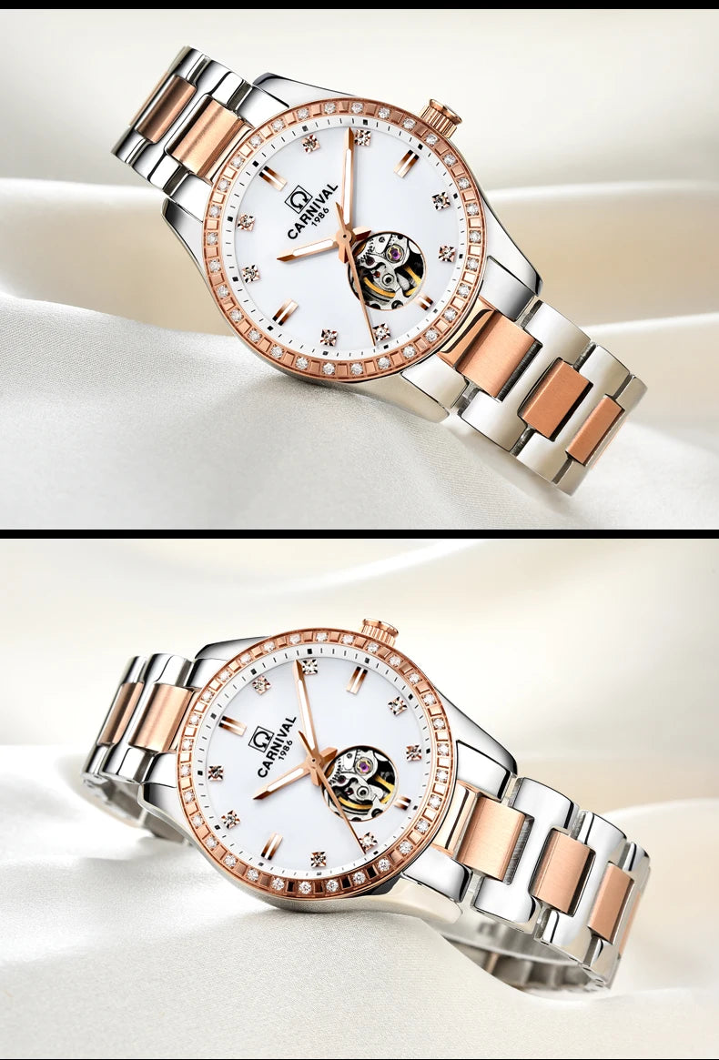 Montre femme 2025 carnaval Montre automatique femmes calendrier mode femmes montres lumineux étanche saphir Relogio feminino