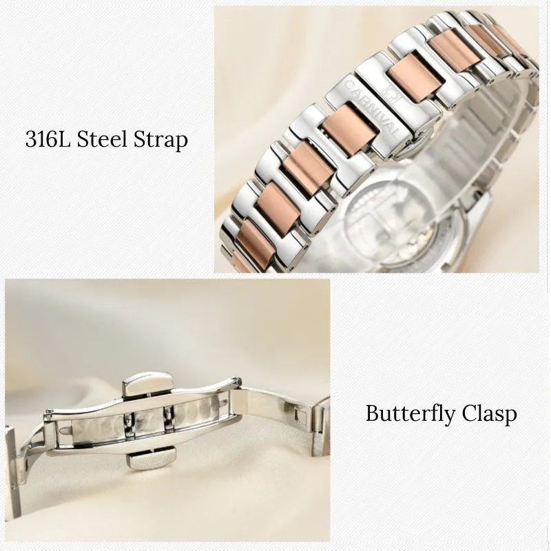 Montre femme 2025 carnaval Montre automatique femmes calendrier mode femmes montres lumineux étanche saphir Relogio feminino