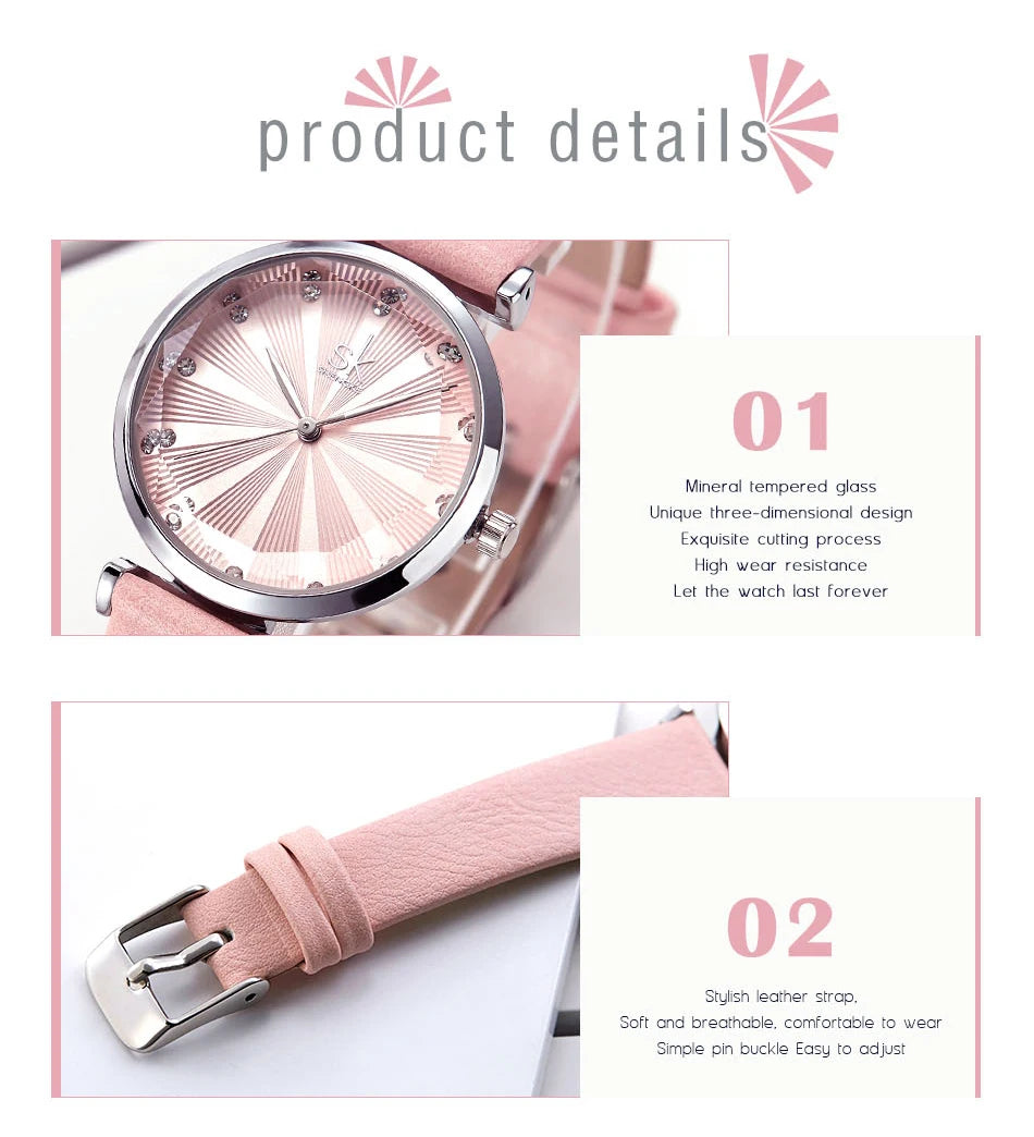 Reloj Mujer bleu confortable bracelet en cuir Montre pour femmes Quartz qualité Montre Femme coupe cadran créatif Relogio Feminino
