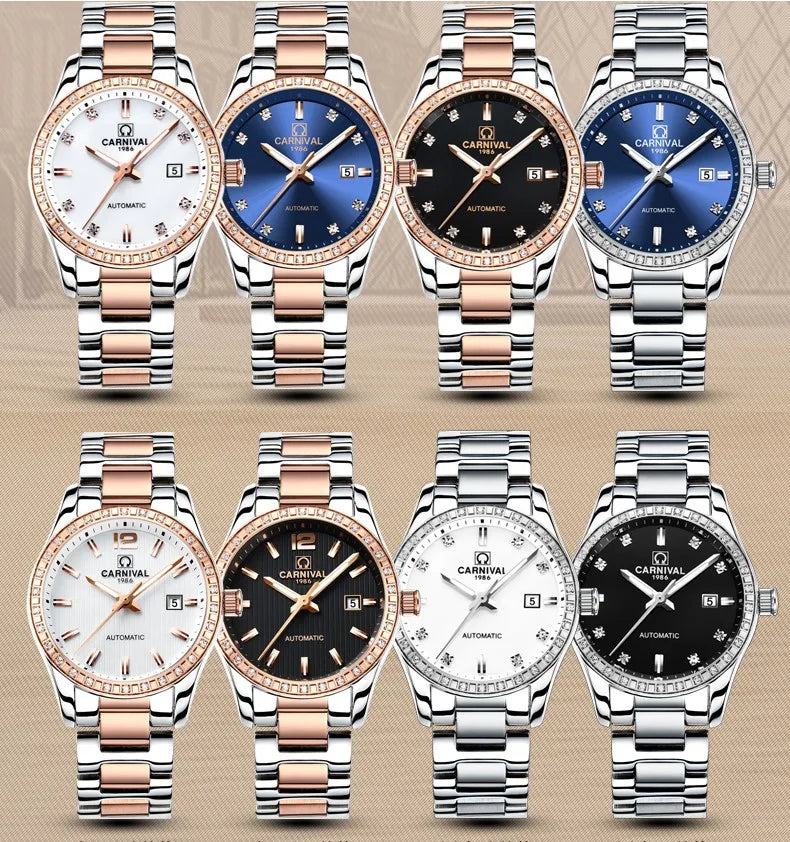 Montre femme 2025 carnaval Montre automatique femmes calendrier mode femmes montres lumineux étanche saphir Relogio feminino