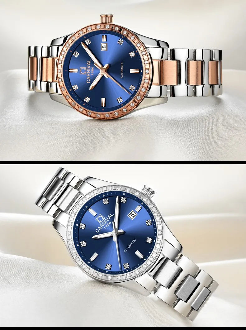 Montre femme 2025 carnaval Montre automatique femmes calendrier mode femmes montres lumineux étanche saphir Relogio feminino