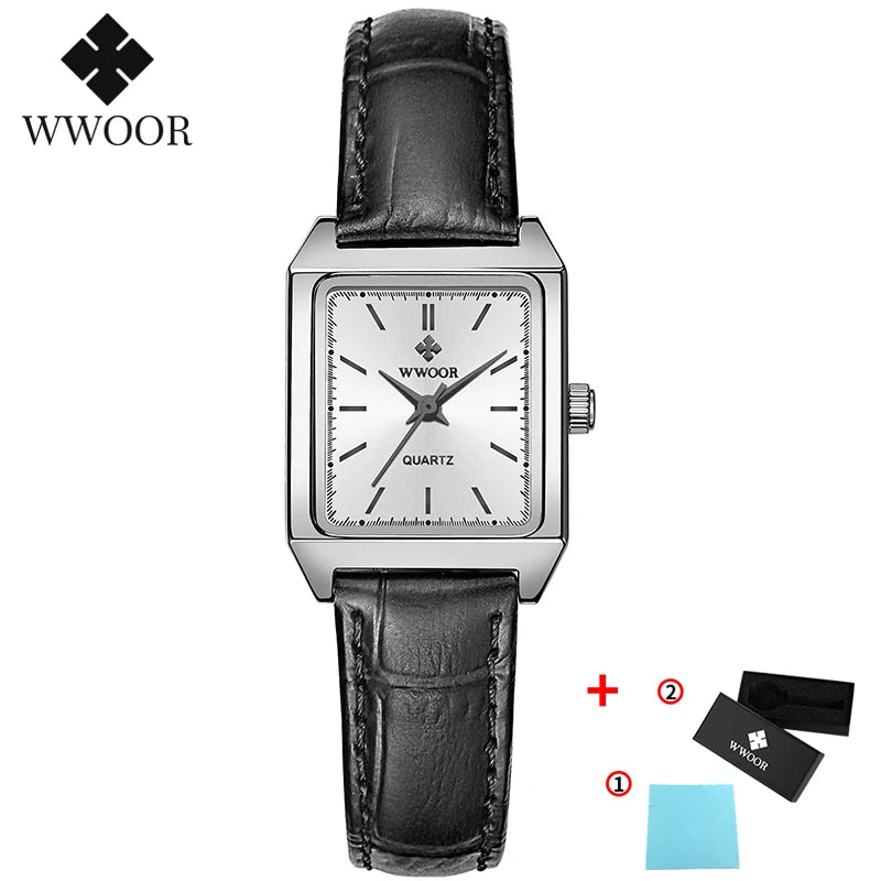 Montre Femme 2024 WWOOR marque de luxe femmes montres mode Rectangle petite Montre Femme Quartz robe dames Bracelet Montre-Bracelet