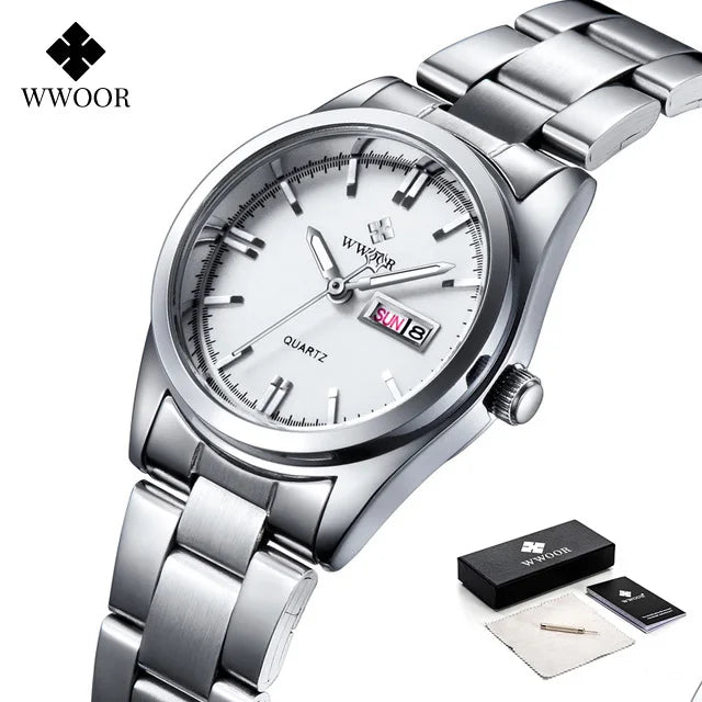 Montre Femme 2024 WWOOR mode dames montres étanche Quartz argent horloge femmes automatique Date robe Montre-bracelet Reloj Mujer