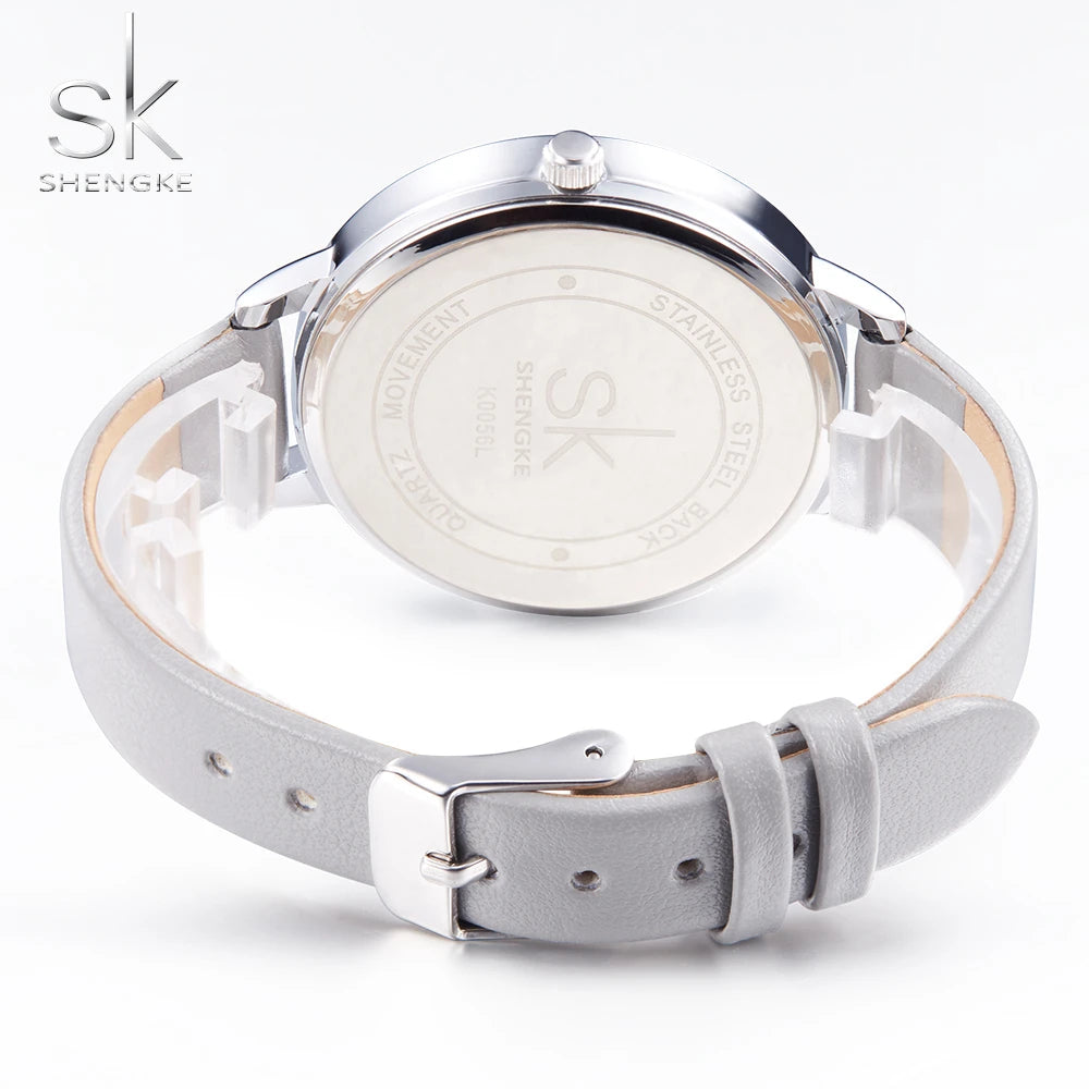Shengke Watches Women Fashion Style Female Watch Elegant Ladies Leather Casual Quartz Wristwatches Montre Femme Reloj Mujer 0056