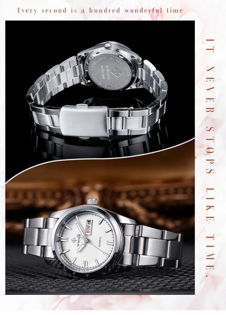 Montre Femme 2024 WWOOR mode dames montres étanche Quartz argent horloge femmes automatique Date robe Montre-bracelet Reloj Mujer