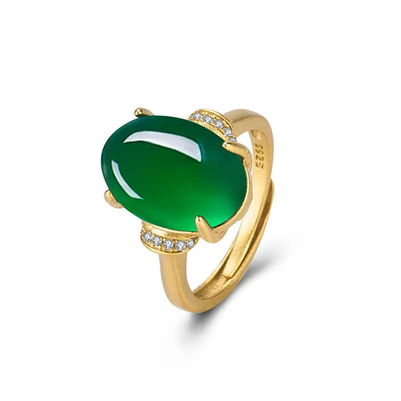 Bagues ouvertes rebrodées en or véritable 18 carats, pierre d'émeraude naturelle fine pour mariage, fête de fiançailles, cadeaux pour petite amie et femme