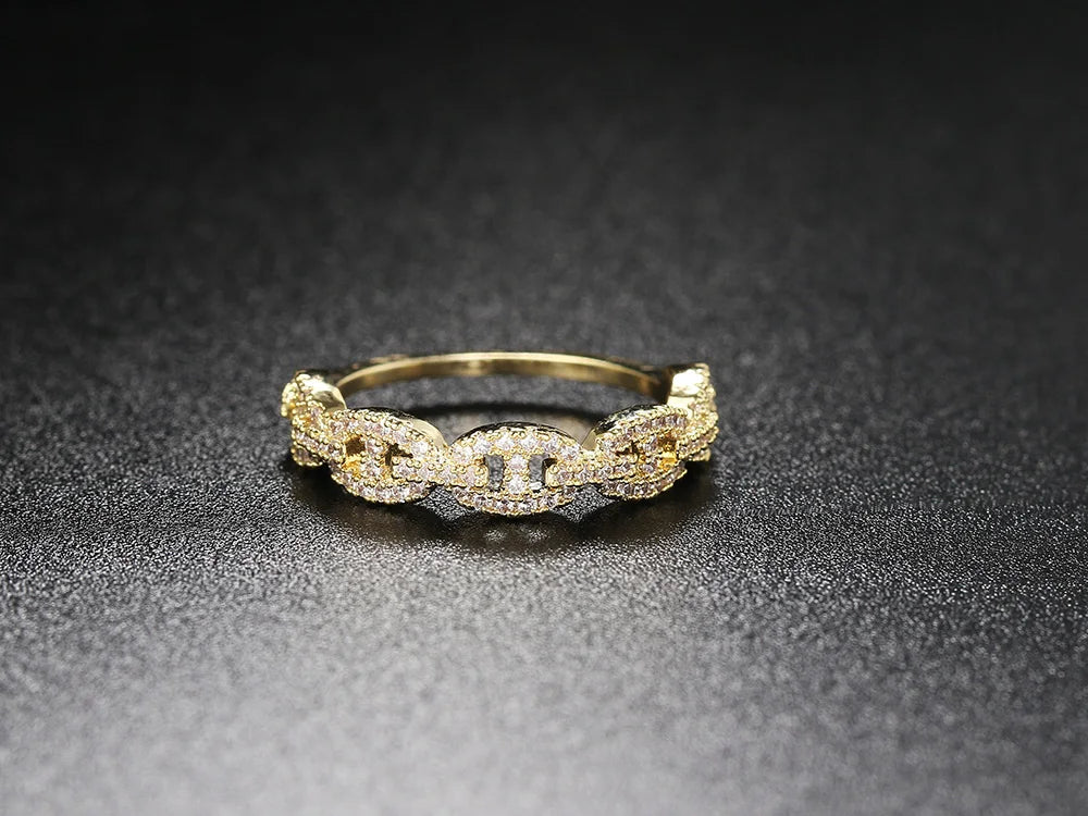 Bague Chaîne Hip-Hop Femme Dorée - Style Punk Empilable