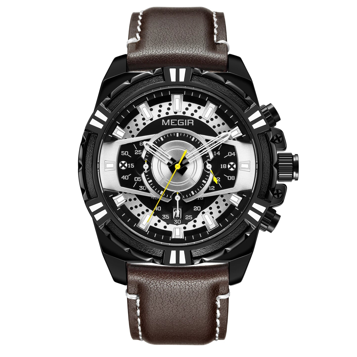 MEGIR 2118 Luxury Watches for Men Fashion Leather Sports Wristwatch Calendar Luminous Quartz Watch Man Casual Clock Montre Homme