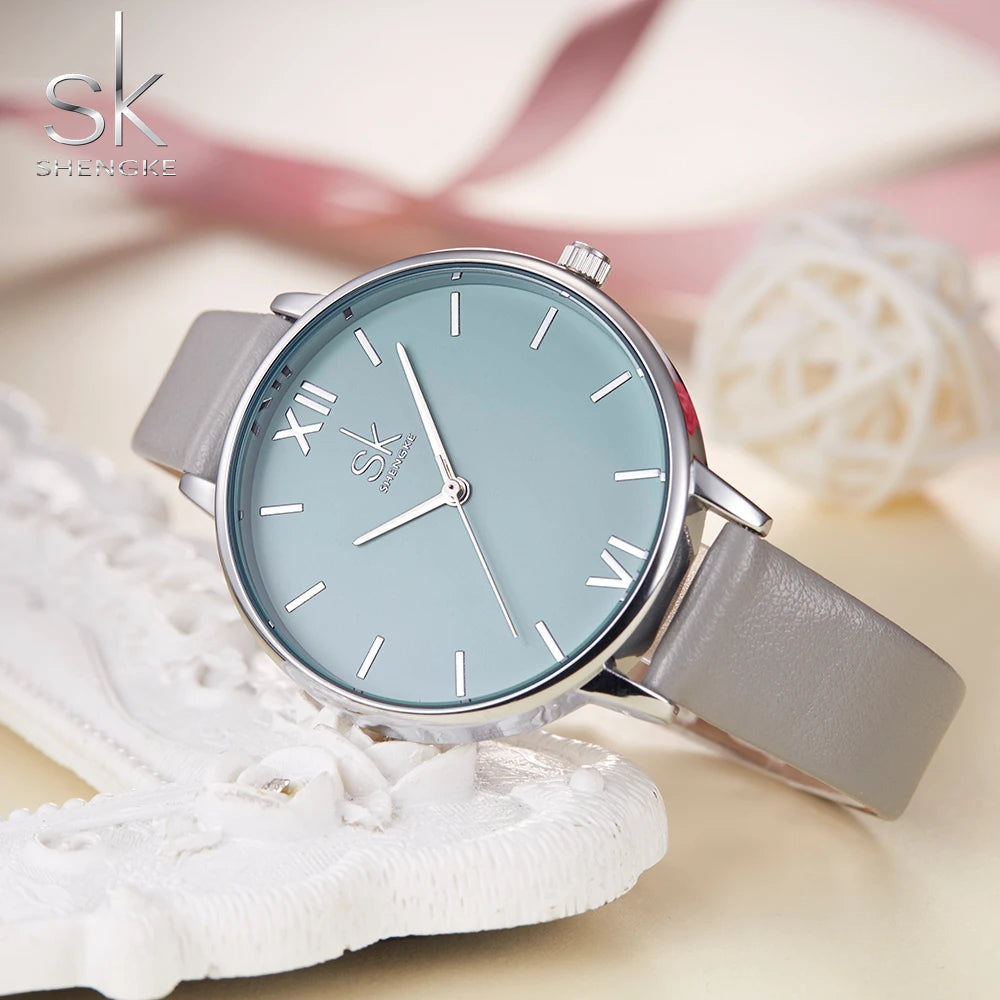 Shengke Watches Women Fashion Style Female Watch Elegant Ladies Leather Casual Quartz Wristwatches Montre Femme Reloj Mujer 0056