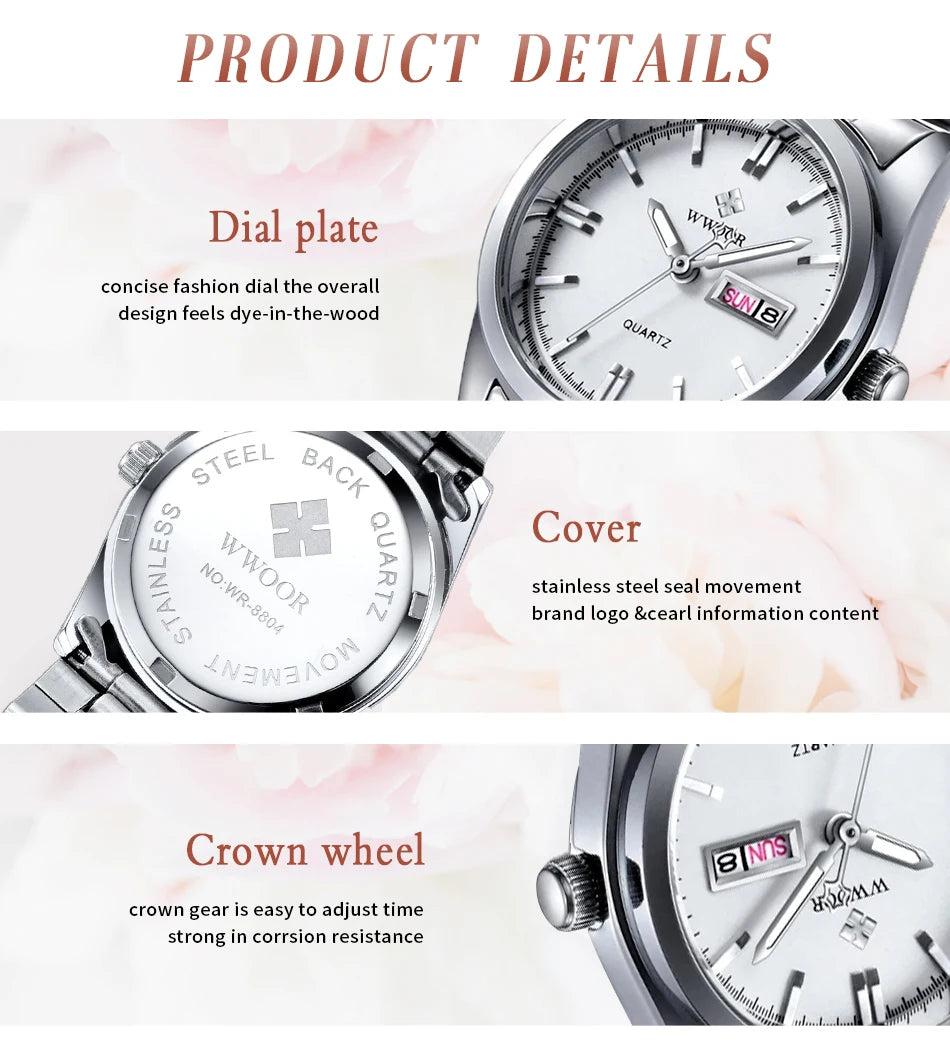 Montre Femme 2024 WWOOR mode dames montres étanche Quartz argent horloge femmes automatique Date robe Montre-bracelet Reloj Mujer