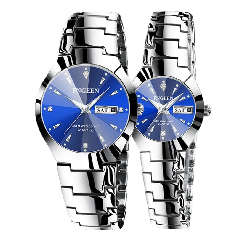 FNGEEN-Montre à Quartz de Luxe en Acier Inoxydable pour Homme et Femme, Montre-Bracelet Étanche pour Couple, Amoureux, 2023, 5808