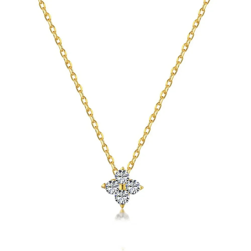 Colliers en acier inoxydable et Zircon pour femmes, plaqué or 18 carats, chaîne à quatre feuilles d'herbe, bijoux de luxe, cadeau, nouvelle collection
