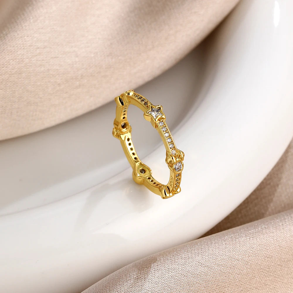 Miniso 925 originaux argent 18K plaqué or princesse voiture coeur Mickey Minnie bague de mariage ensemble pour femme Tiki bijoux cadeau de fête