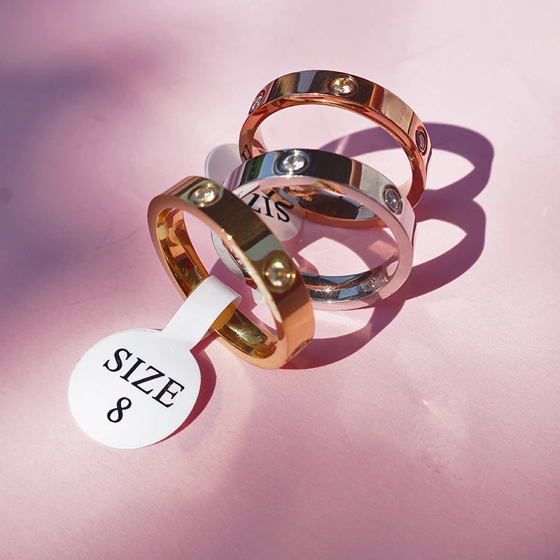 Bague Unisexe Zircon Acier Inoxydable - Tendance Luxe 2025