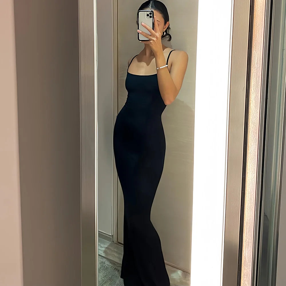Robe Longue Femme Sexy - Dos Nu et Bretelles Ajustables