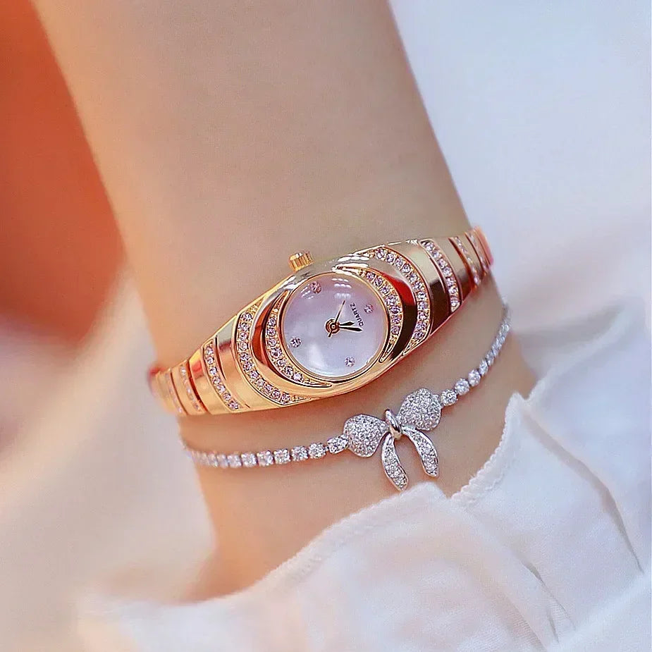 Dames montres à Quartz robe Montre femmes cristal diamant montres or argent horloge femmes Montre Femme