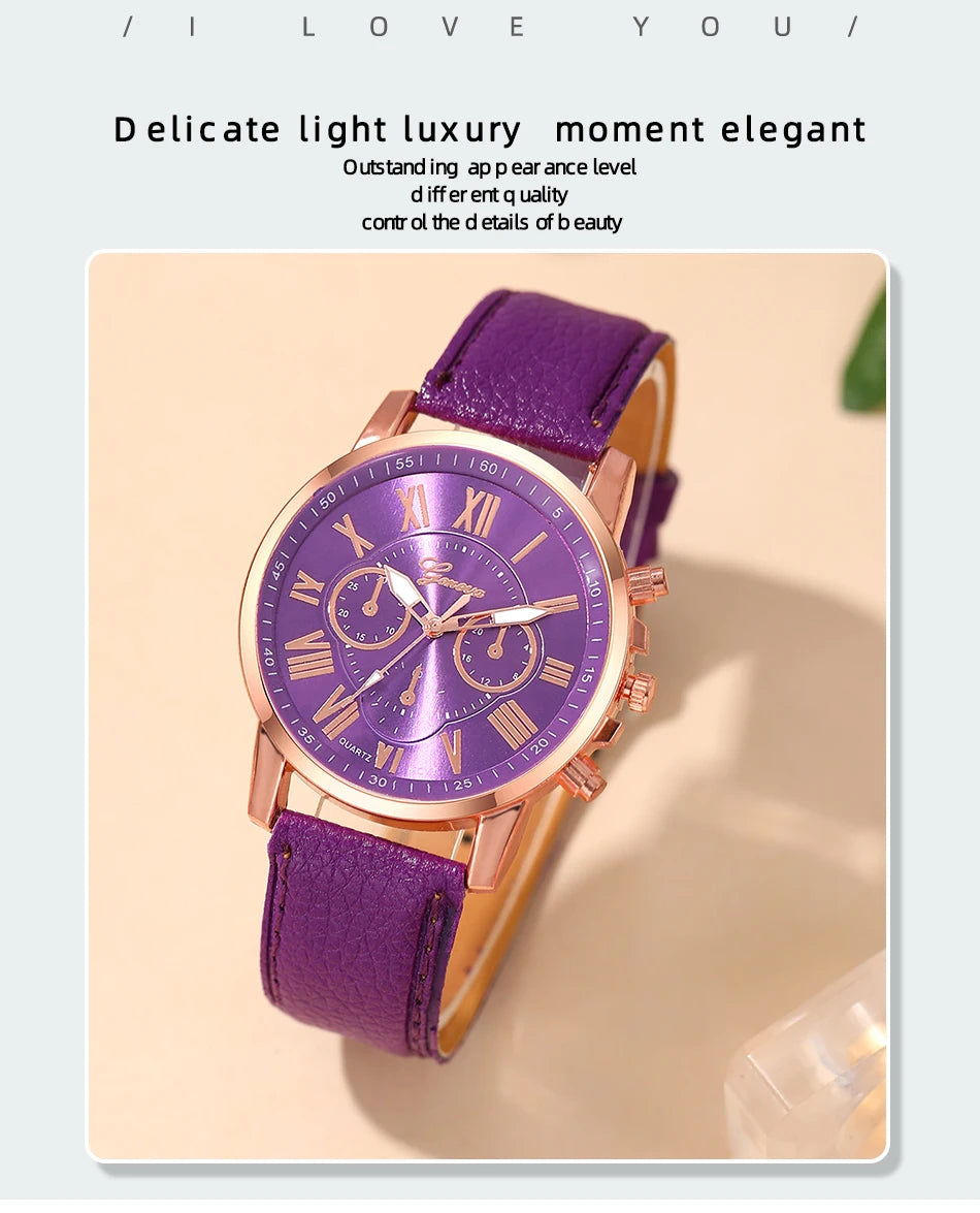 Reloj Mujer Mode Femmes Montres Dames Violet En Cuir Quartz Montre-Bracelet pour Femmes Bussiness Casual Montre Relogio Feminino