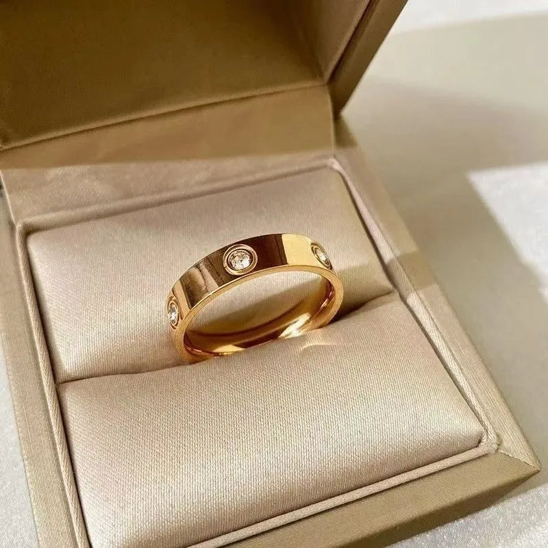 Bague Unisexe Zircon Acier Inoxydable - Tendance Luxe 2025